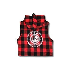 THE LUMBER JACKIE SLEEVELESS PLAID HOODIE